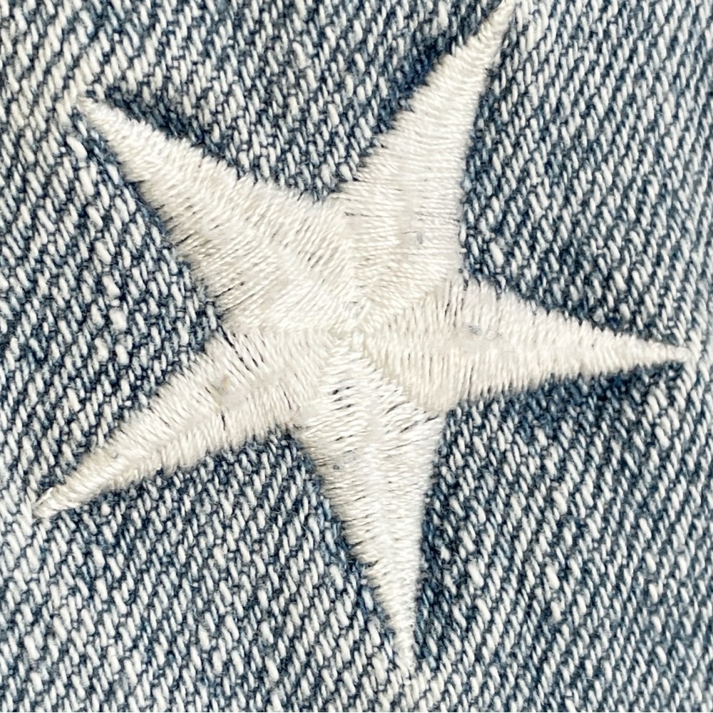 Pistola Brando Star Embroidery Cropped Denim Jacket Zodiac Wash - S - Picture 13 of 14